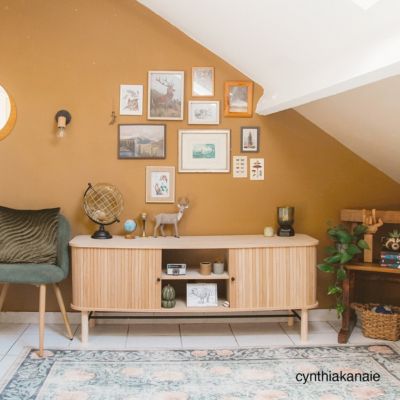 Meuble TV à portes coulissantes en bois 150 cm - Lino
