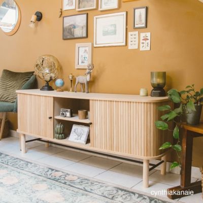 Meuble TV à portes coulissantes en bois 150 cm - Lino