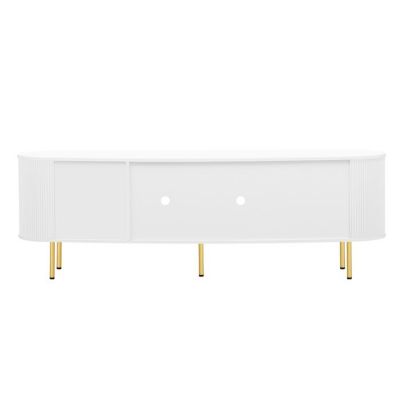 Meuble TV - PROMIRACAL - PROMI - Blanc - 4 portes - 170x35x55 cm