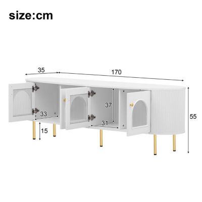 Meuble TV - PROMIRACAL - PROMI - Blanc - 4 portes - 170x35x55 cm