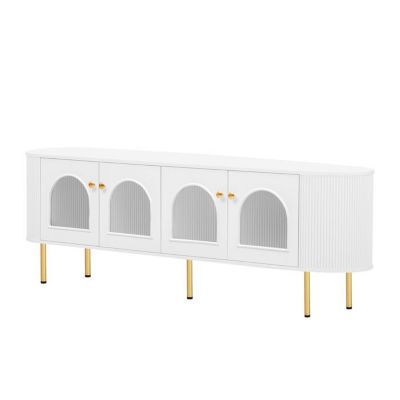 Meuble TV - PROMIRACAL - PROMI - Blanc - 4 portes - 170x35x55 cm