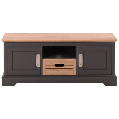 Meuble TV rétro en panneau de particules de bois gris GARET