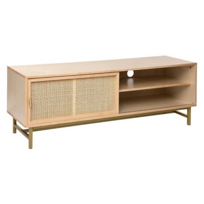 Meuble TV "Rayo" - bouleau & acajou - finition laquée 50x140 cm - Atmosphera
