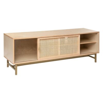 Meuble TV "Rayo" - bouleau & acajou - finition laquée 50x140 cm - Atmosphera