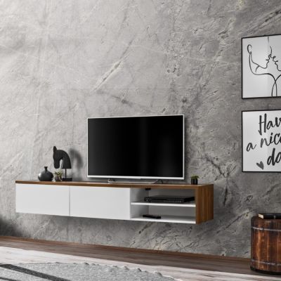 Meuble TV "RTV Dallas" 180cm Blanc & Chêne