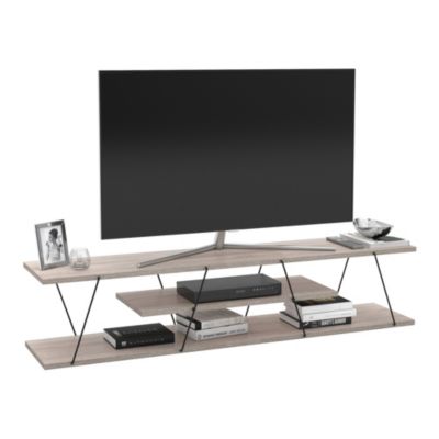 Meuble TV Säffle 143 x 33 x 30 cm effet chêne noir  en.casa