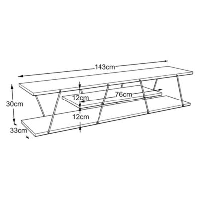 Meuble TV Säffle 143 x 33 x 30 cm effet chêne noir  en.casa
