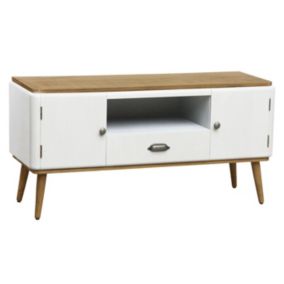 Meuble TV Scandinave 2 Portes "Kuito" 120cm Blanc