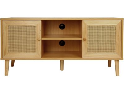 Meuble TV scandinave en cannage "Iguane"  120 x 30 x 56.5 cm  Marron