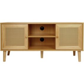 Meuble TV scandinave en cannage "Iguane"  120 x 30 x 56.5 cm  Marron