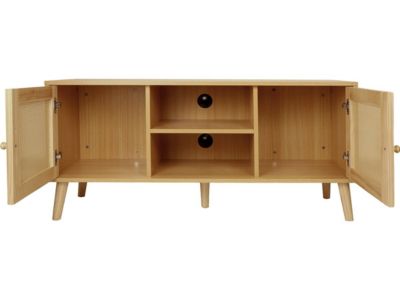 Meuble TV scandinave en cannage "Iguane"  120 x 30 x 56.5 cm  Marron