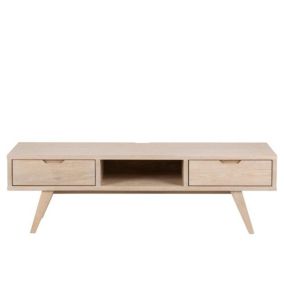 Meuble TV scandinave en chêne blanchi - ALISIA