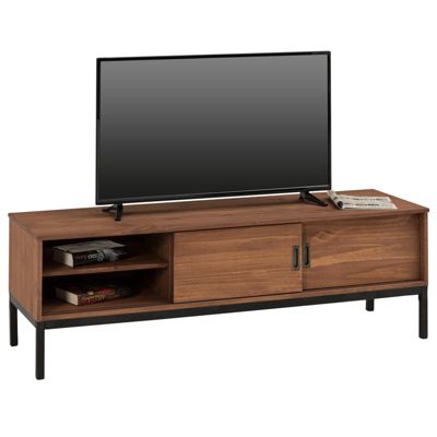 Meuble TV SELMA L 145 cm en bois massif - Brun foncé