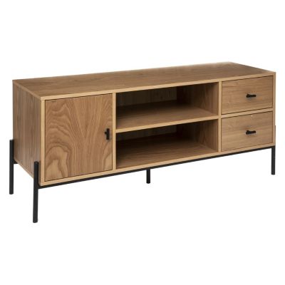 Meuble TV Simon en MDF - Noir et bois