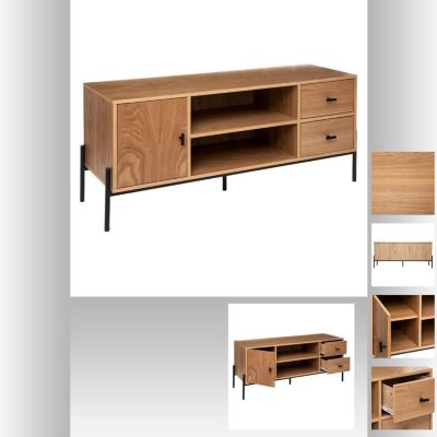 Meuble TV Simon en MDF - Noir et bois