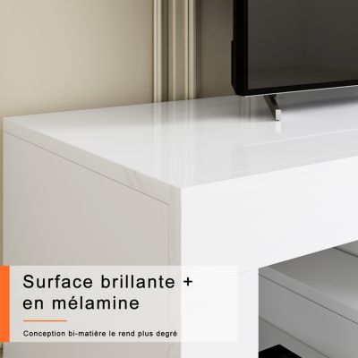 Meuble TV SIRHONA 130x35x45cm avec éclairage LED de Couleur Réglable