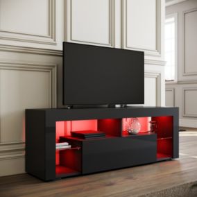 Meuble TV SIRHONA 140x35x45cm  avec LED de Couleur Réglable