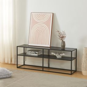 Meuble TV Solund acier 120 x 30 x 46 cm noir en.casa