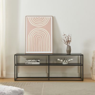 Meuble TV Solund acier 120 x 30 x 46 cm noir en.casa