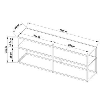 Meuble TV Solund acier 120 x 30 x 46 cm noir en.casa