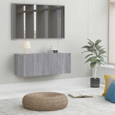 Meuble TV sonoma gris 80x30x30 cm bois d'ingénierie - Prolenta Premium