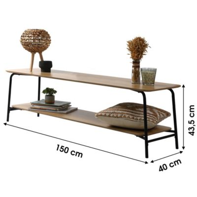 Meuble TV style classique coloris chêne clair - dimensions 150x40xH44cm