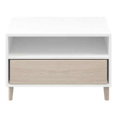 Meuble TV sur pieds blanc et effet chêne GoodHome Atomia H. 47,5 x L. 75 x P. 45 cm