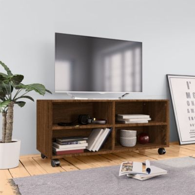 Meuble TV sur roulettes Chêne marron 90x35x35cm Bois ingénierie - Prolenta Premium