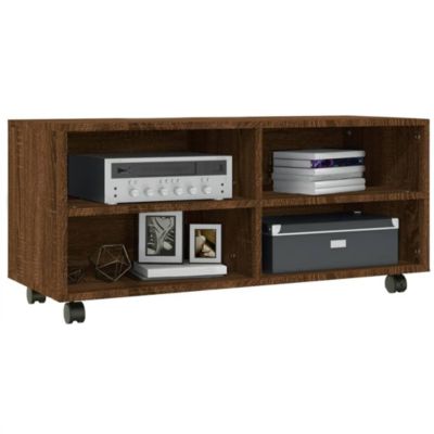 Meuble TV sur roulettes Chêne marron 90x35x35cm Bois ingénierie - Prolenta Premium