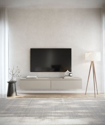 Meuble TV suspendu 175 cm 2 portes grège BEMMI
