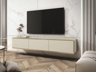 Meuble TV suspendu 175 x 30 x 32 cm "Jose"  Beige