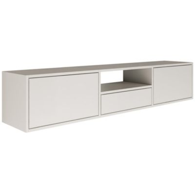 Meuble TV suspendu a 3 abattants et etagere blanc 150 cm FRAMME