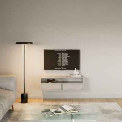 Meuble TV suspendu a deux abattants et etageres gris cachemire 100 cm FRAMME