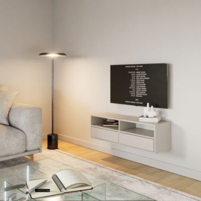 Meuble TV suspendu a deux abattants et etageres gris cachemire 100 cm FRAMME