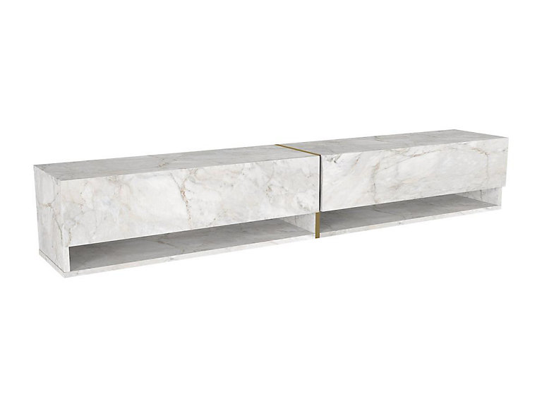 Console ovale de coloris effet marbre blanc - TOPANIA Console ovale de coloris effet marbre blanc - TOPANIA