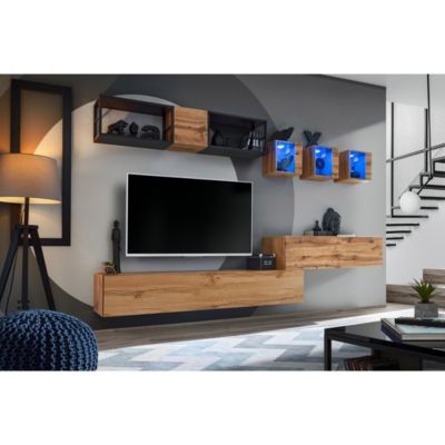 Meuble TV suspendu coloris chêne Wotan 120cm collection SWITCH.