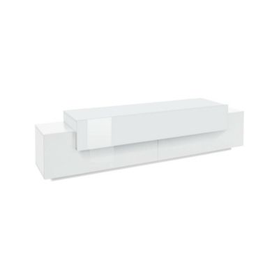 Meuble TV Teo, Buffet bas de salon, Base pour meuble TV, 100% Made in Italy, 200x45h52 cm, Blanc brillant