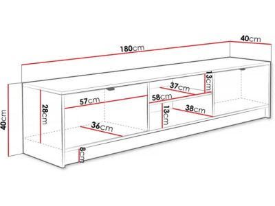 Meuble TV "Tireno"   180 cm X 40 cm X 40 cm  Blanc