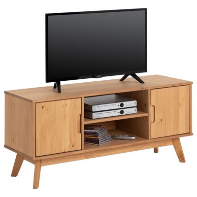 Meuble TV TIVOLI L 114 cm en bois massif - Finition laquée