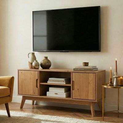Meuble TV TIVOLI L 114 cm en bois massif - Finition laquée