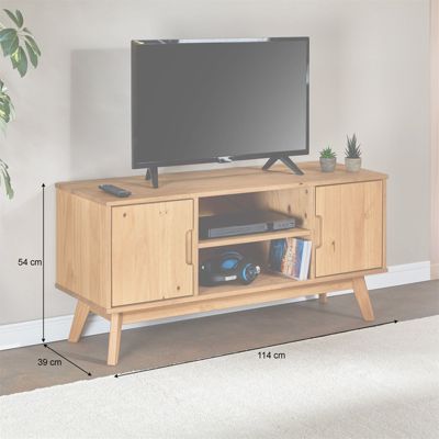 Meuble TV TIVOLI L 114 cm en bois massif - Finition laquée