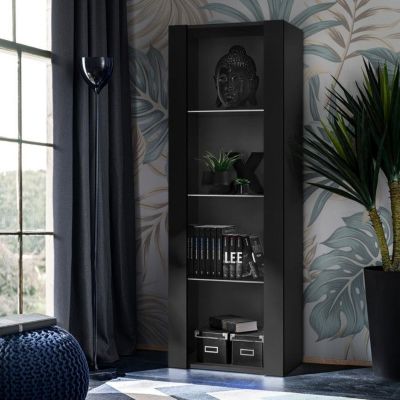 Meuble TV Tivoli Set Grande Komodee - sans LED - Noir Mat et Noir - Facades en Mat - 250 x 159 x 35 cm