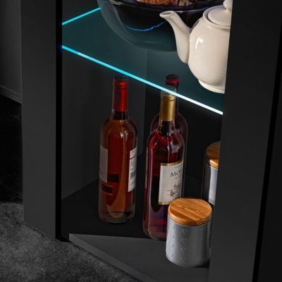 Meuble TV Tivoli Set Grande Komodee - sans LED - Noir Mat et Noir - Facades en Mat - 250 x 159 x 35 cm