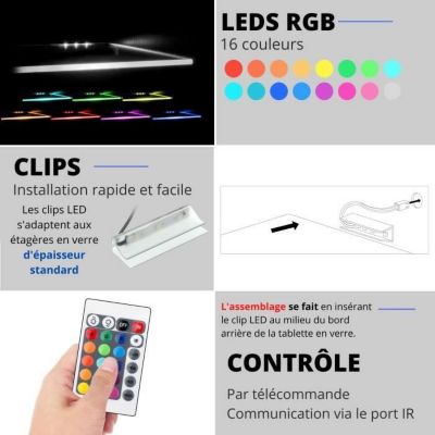 Meuble TV Tivoli Set Medio Komodee - LED RGB - Noir Mat et Bois naturel - 195x159x35 cm