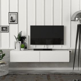 Meuble TV Toivakka 135 x 31 x 25 cm blanc en.casa