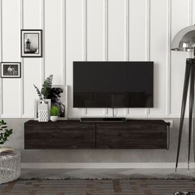 Meuble TV Toivakka 135 x 31 x 25 cm noir aspect chêne en.casa