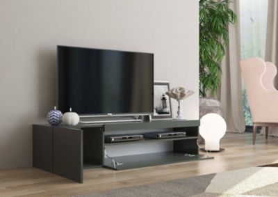 Meuble TV Turi, Buffet bas de salon, Base pour meuble TV, 100% Made in Italy, 150x40h37 cm, Anthracite Brillant
