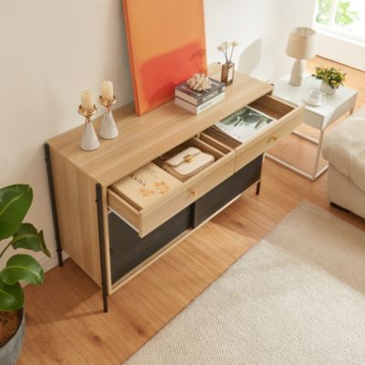 Meuble TV Tysnes 120 x 40 x 75 cm effet chêne noir en.casa