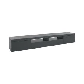 Meuble TV Ulisse, Buffet bas de salon avec 3 portes, Base meuble TV, 240x40h35 cm, Anthracite