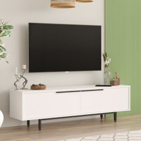 Meuble TV Urejovle 160 x 36 x 45 cm blanc noir en.casa